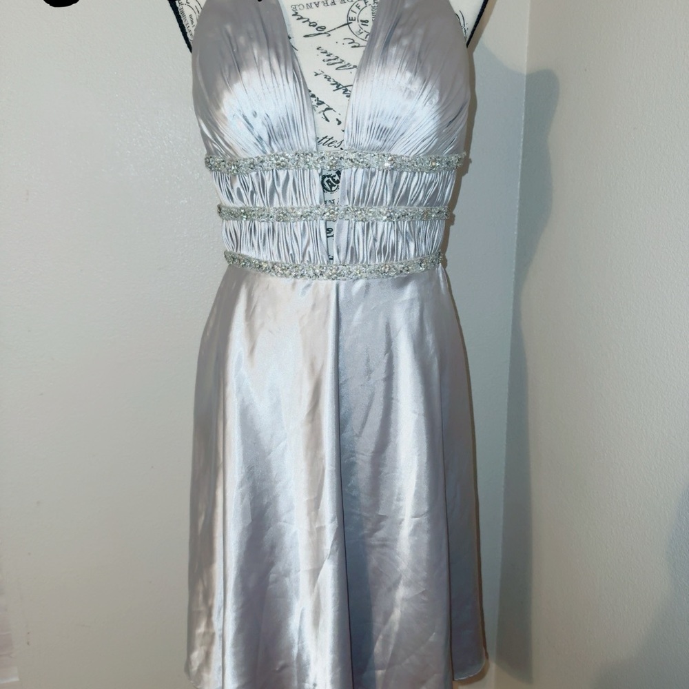 La Femme Silver Dress with Parisian Print